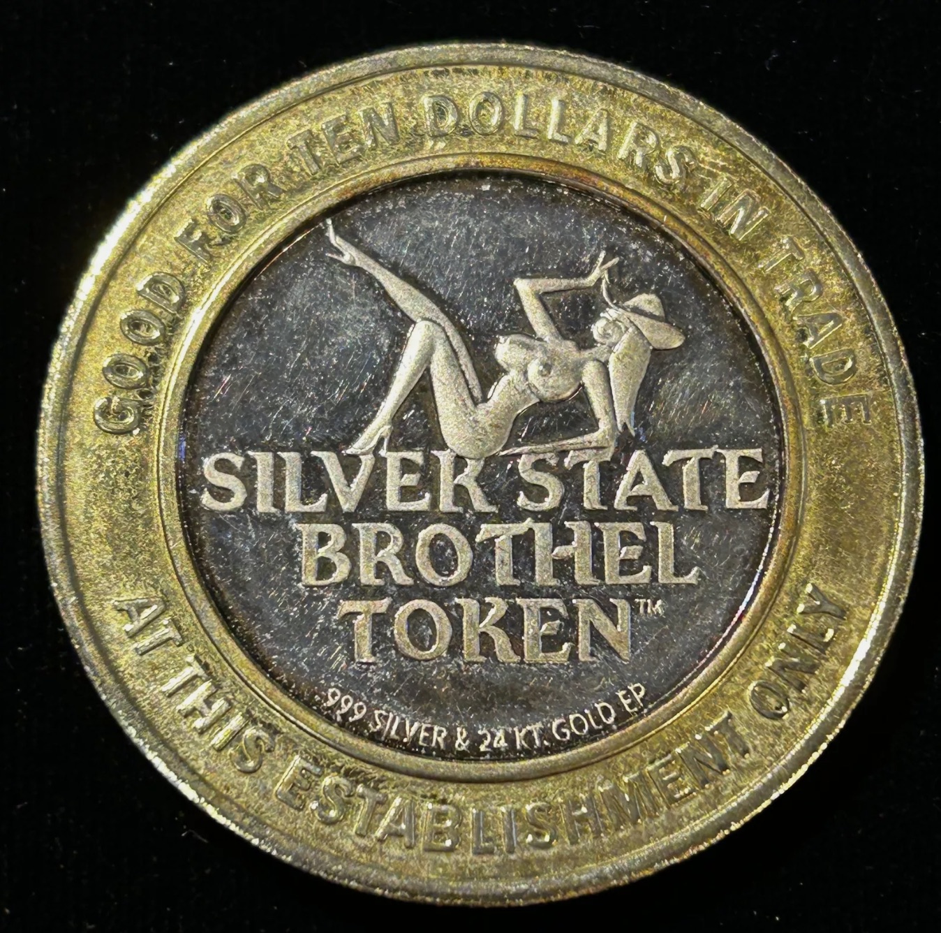 coin - For Men Dollars In Silver State Brothel Token 999 Silver & 24KT Golde Trade At This Establishment Only Ep